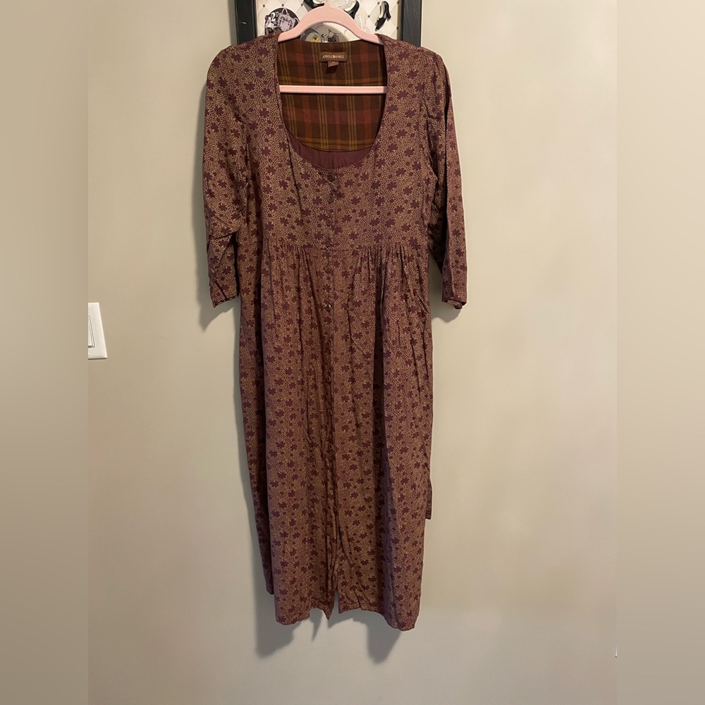 April Cornell Burgundy Floral Long Sleeve Dress